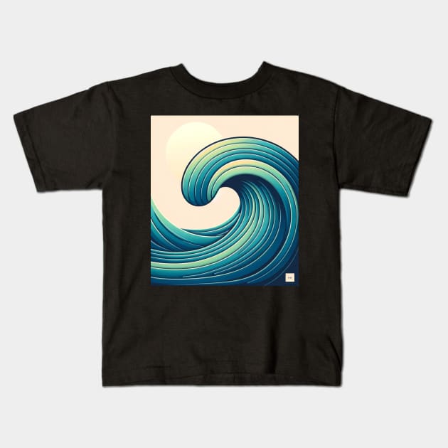 Aqua Arcadia: Serene Swell at Sunrise Kids T-Shirt by heartyARTworks